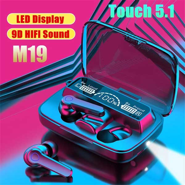 M19 Earbuds TWS Touch Control Wireless Bluetooth 5.1 Headphones With Microphone